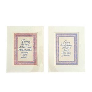 1992 Jackson Brown Jr Inspirational Calligraphy Prints Set of 2 Matted 8x10"